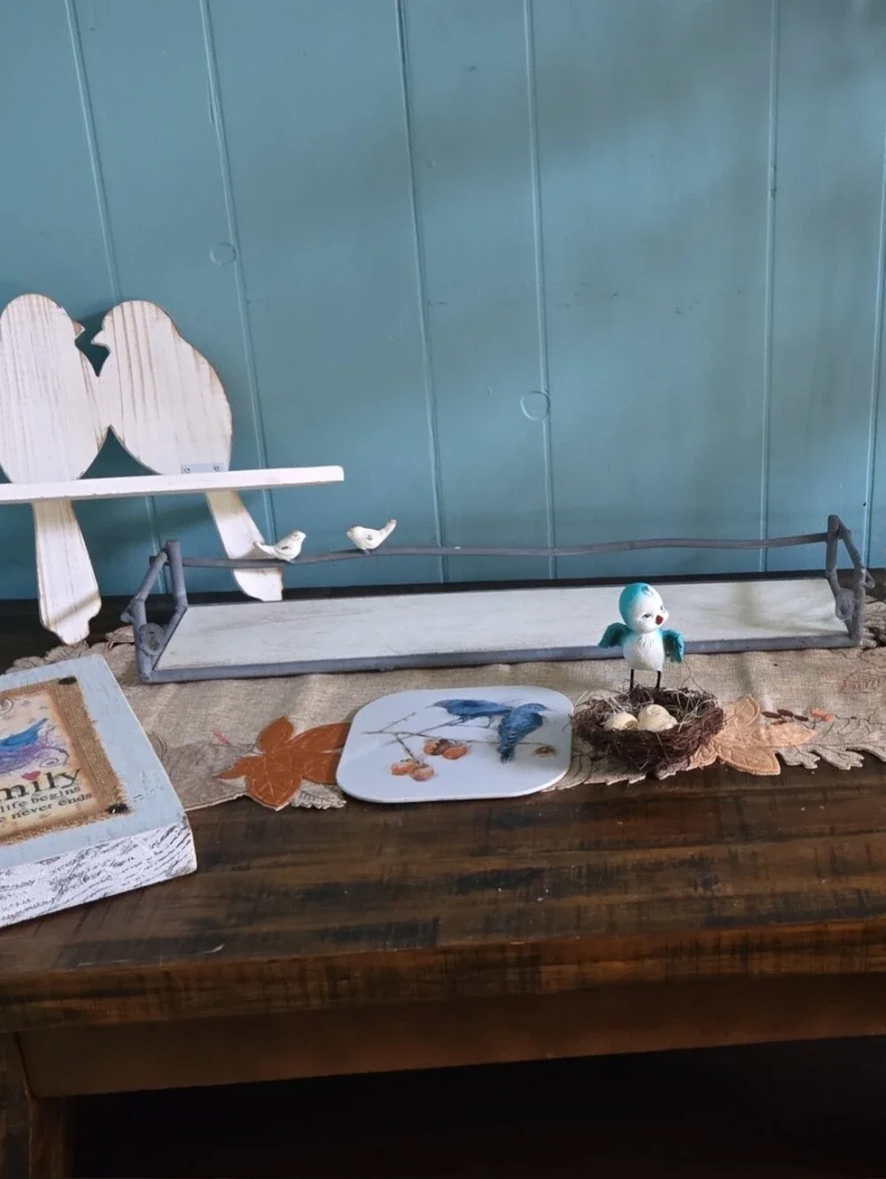 Rustic Bird Decor, Including 3 Shelves. Distressed, Farmhouse
